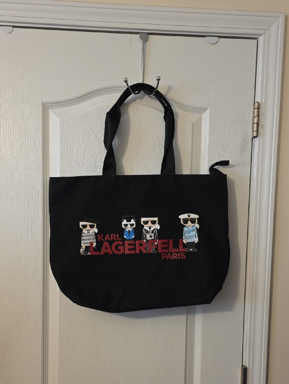 Karl Lagerfeld Black Tote with Character Graphic